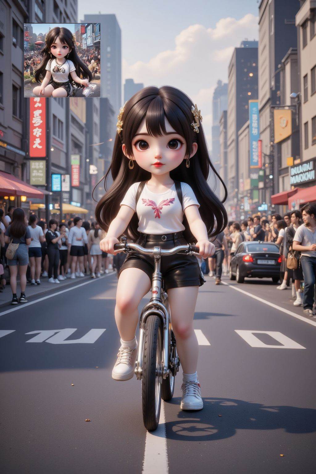 1girl,  chibi,  black hair on Tensor.Art