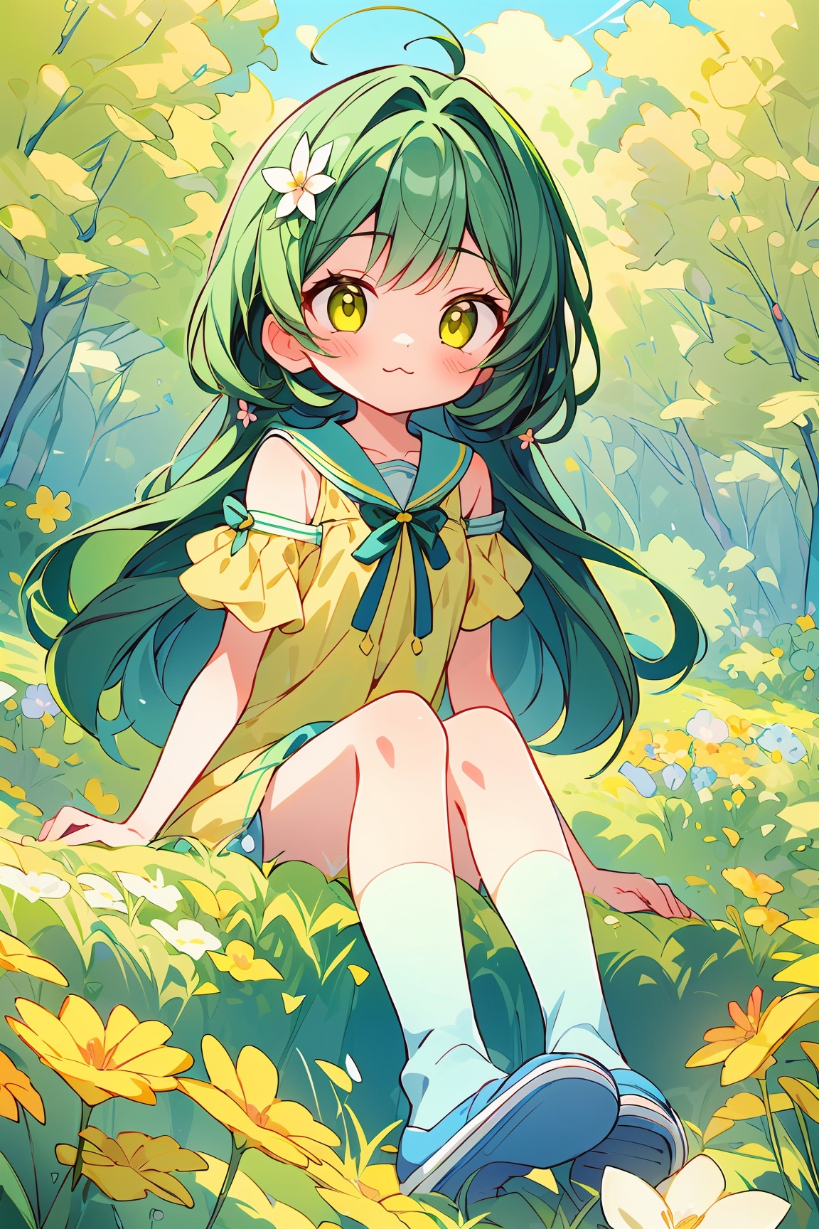 The Fullbody captivating artwork of adorable romance manga character,  sitting,  Half tone cute on Tensor.Art