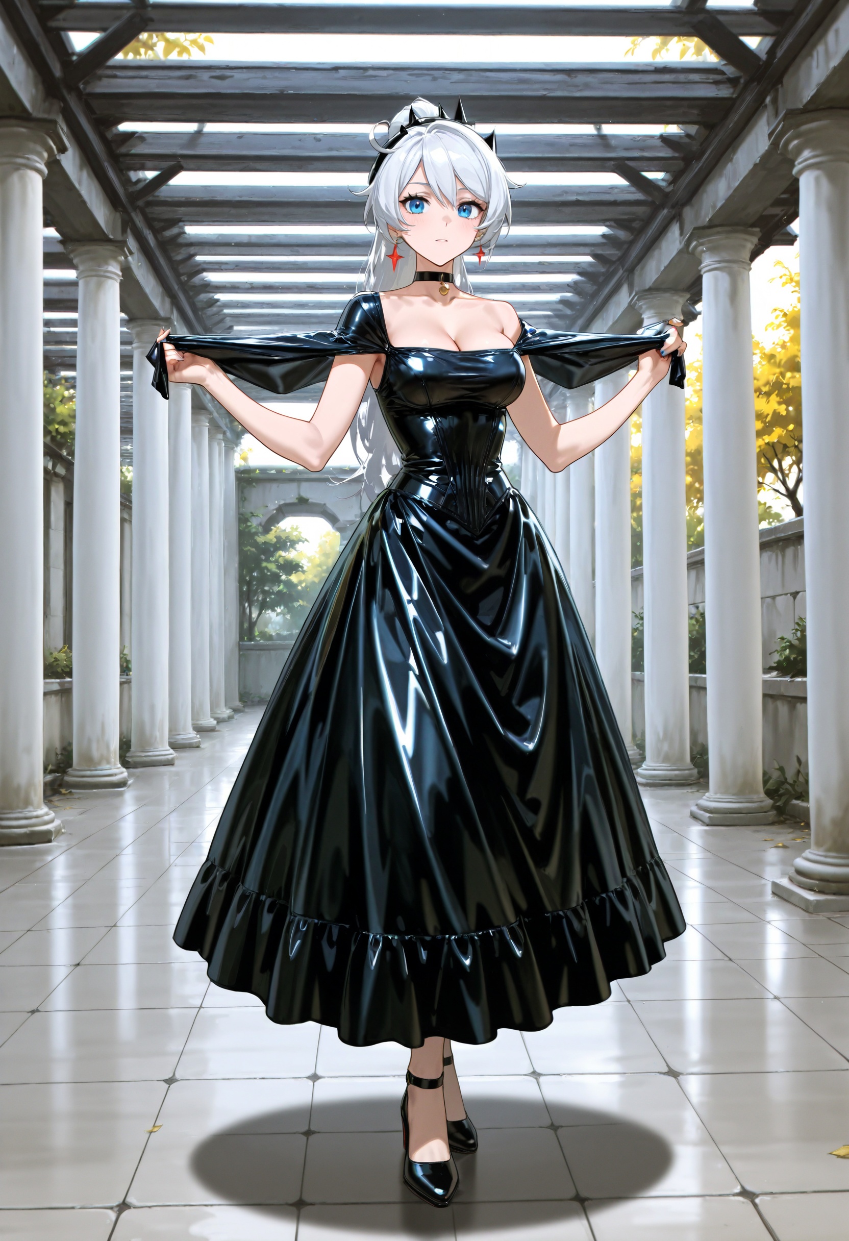 1girl,  solo,  black latex dress on Tensor.Art