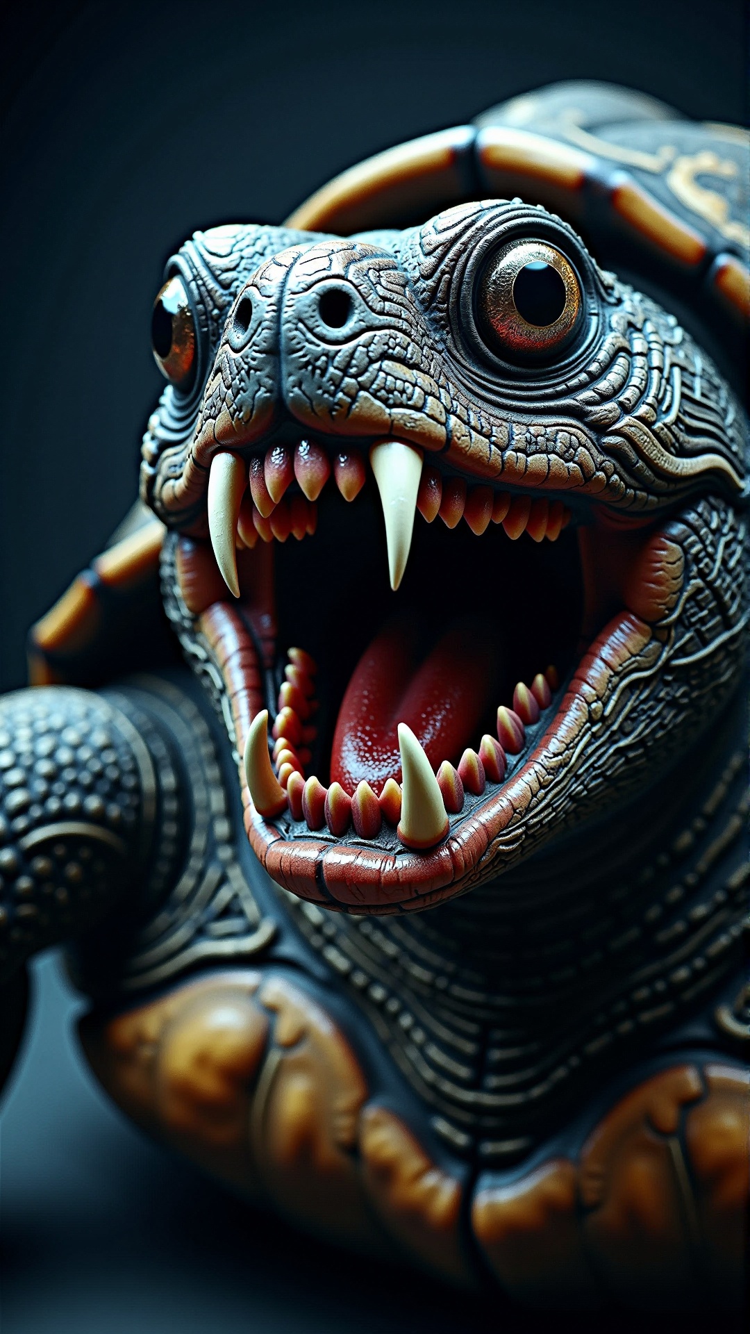 a photorealistic dark horror teeth incisors turtle professional studio photography on Tensor.Art