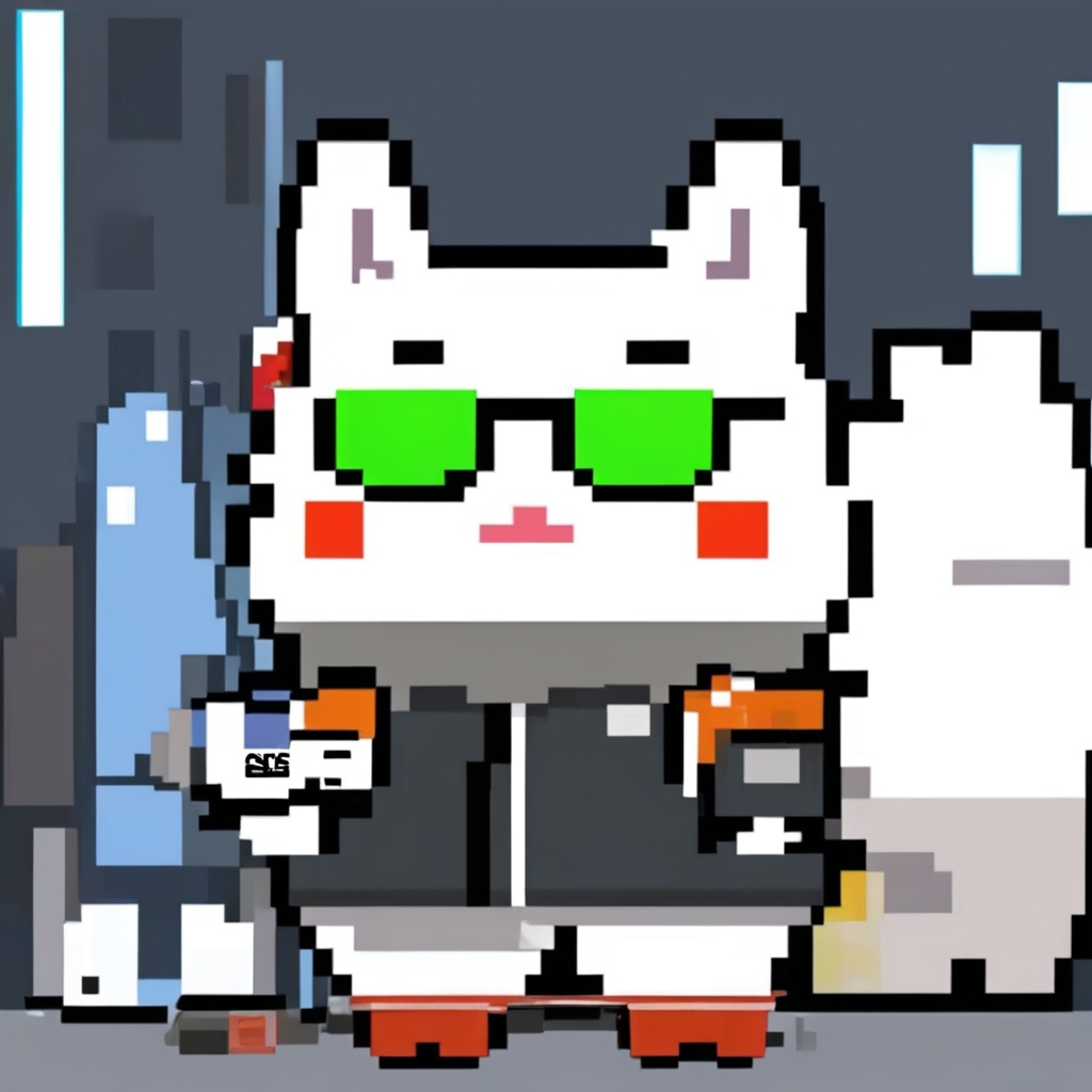 C4tt4stic,Cartoon white wolf in jacket and skateboard,Sunglasses,cute,chuby,plumpy,dynamic background, <lora:数字头像sdxl:0.7>
