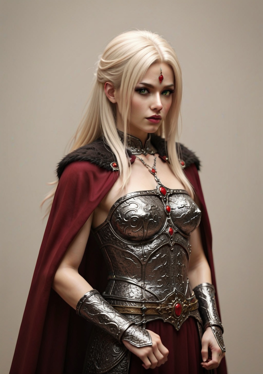Elegant elven warrior,  flowing blonde hair,  piercing green eyes on Tensor.Art