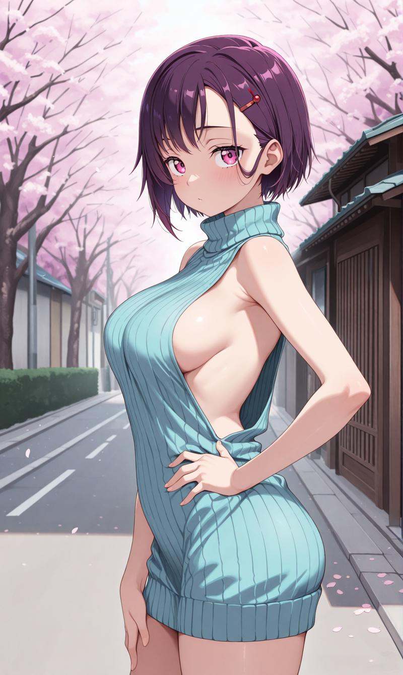 mikazuki shizuka,  purple hair,  pink eyes on Tensor.Art