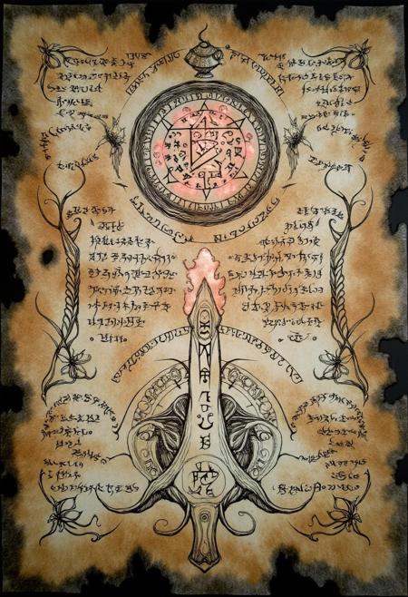 ncrnmcn,  spllbkpg,  An ancient spell page unfolds on Tensor.Art