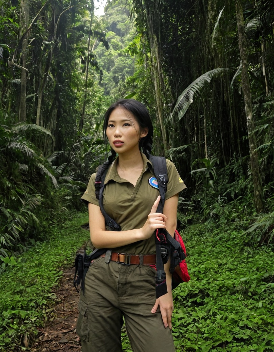 1girl,  attractive young amoy woman,  wearing explorer attire on Tensor.Art