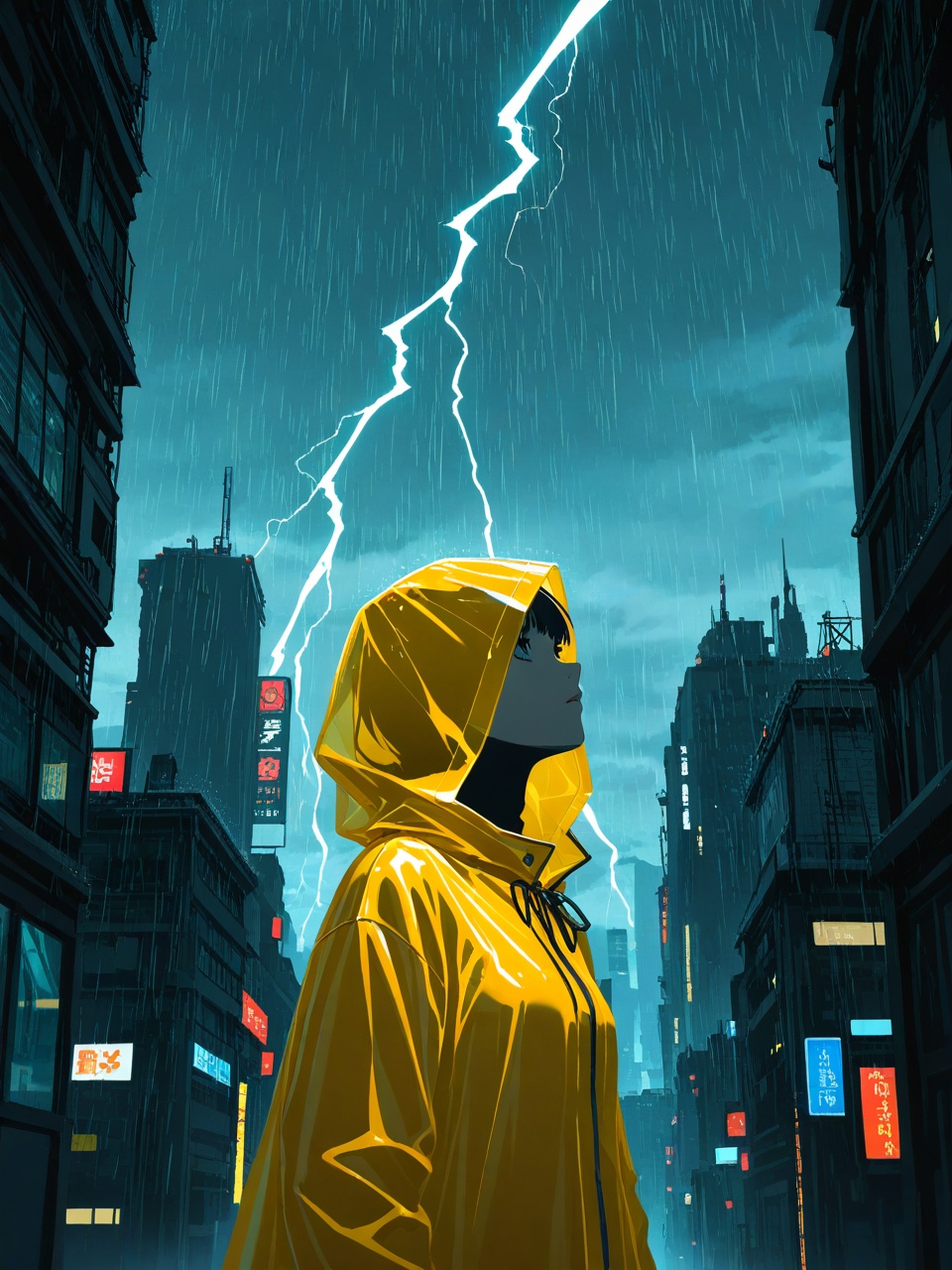 stocking \(pswg\),  yellow plastic raincoat,  half-length portrait on Tensor.Art