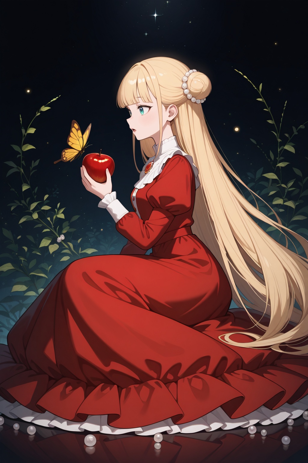 1girl,  apple,  blonde_hair on Tensor.Art