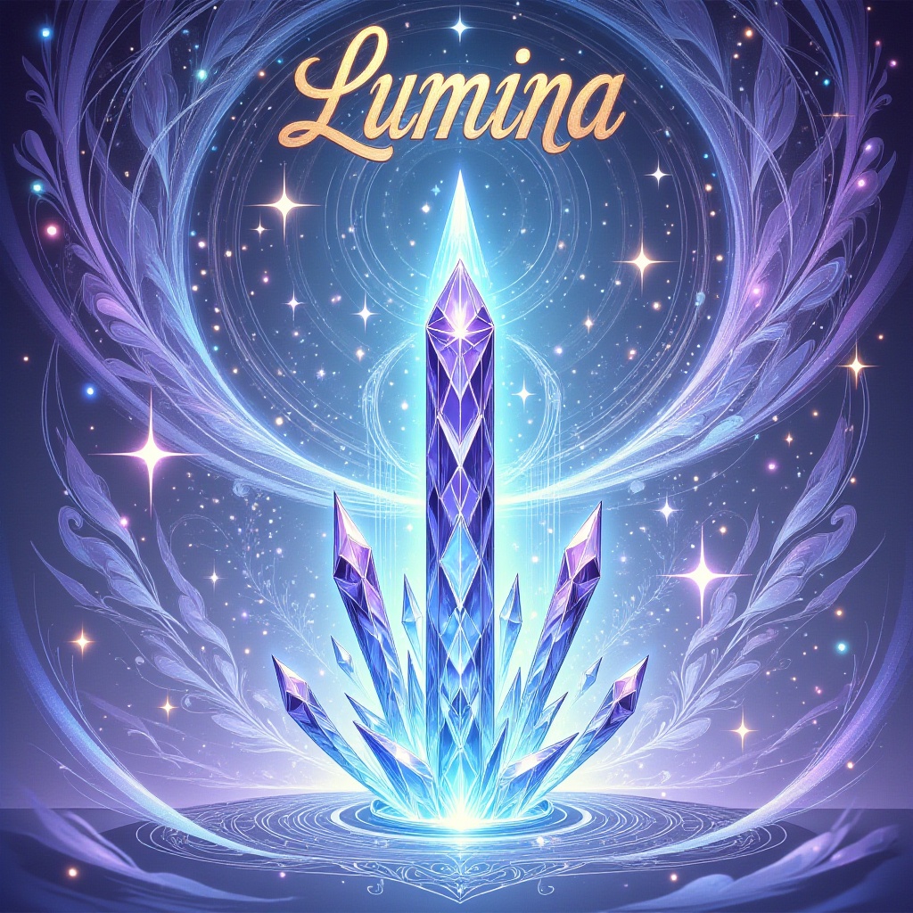 A mystical K-pop star stands atop a crystal spire amidst a swirling vortex of ethereal facets,  surrounded by delicate int...
