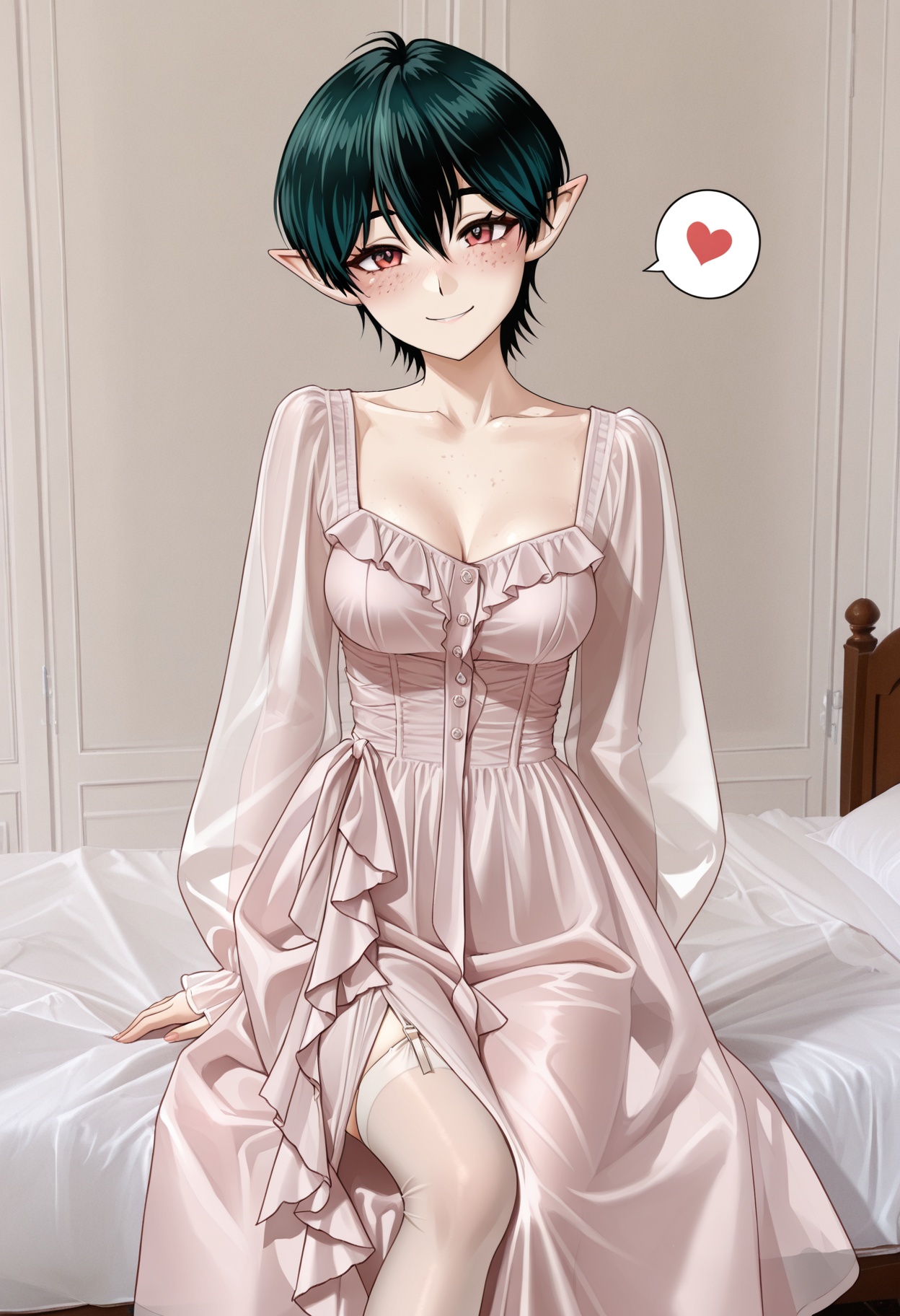 1girl,  green hair,  pointed ears on Tensor.Art