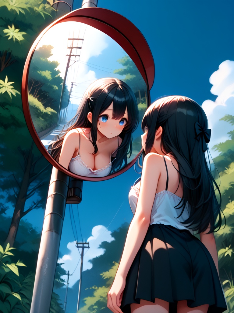 score_9,  source_anime,  convex mirror on utility pole on Tensor.Art