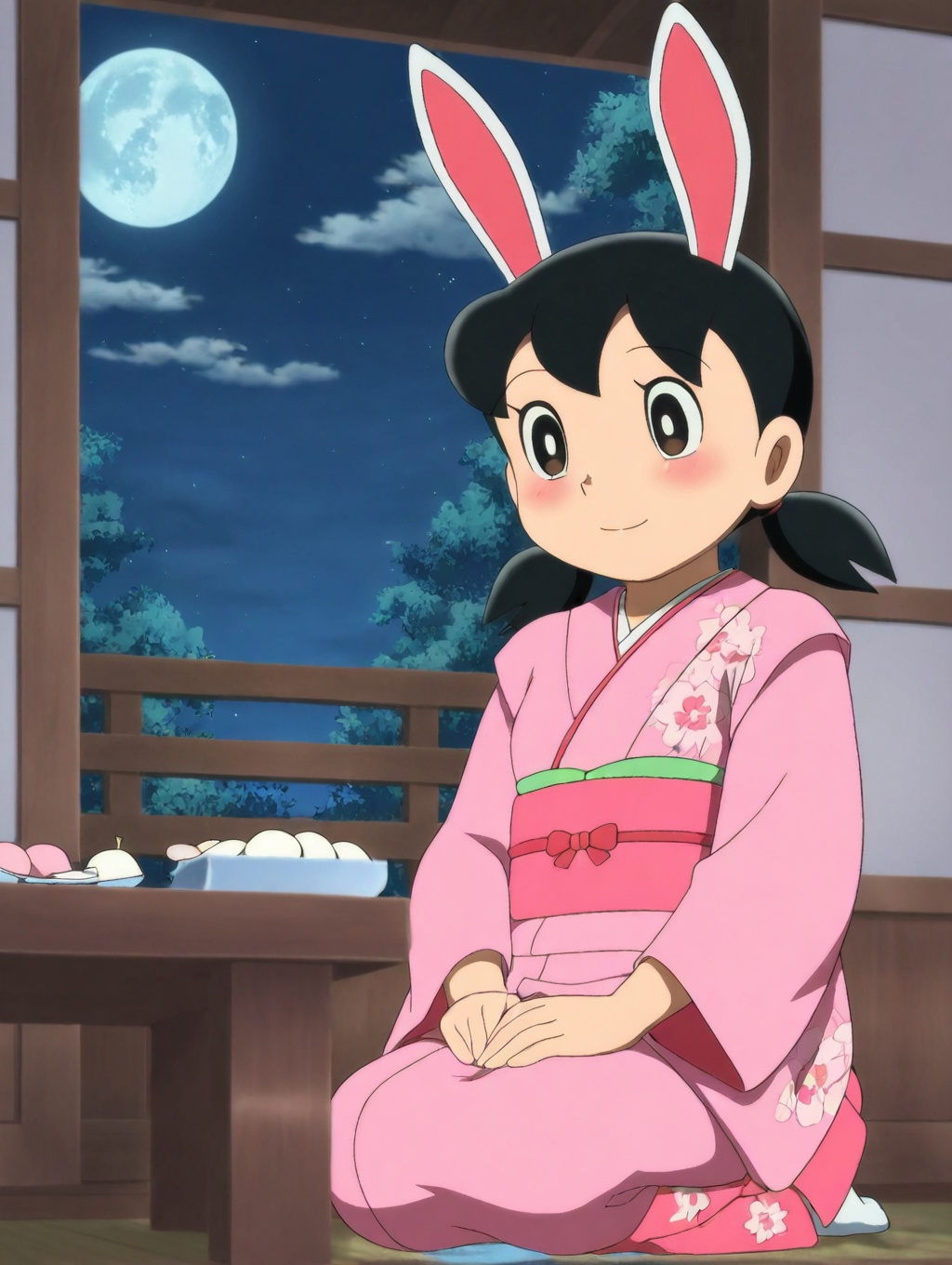 anime coloring,  minamoto shizuka,  low twintails on Tensor.Art