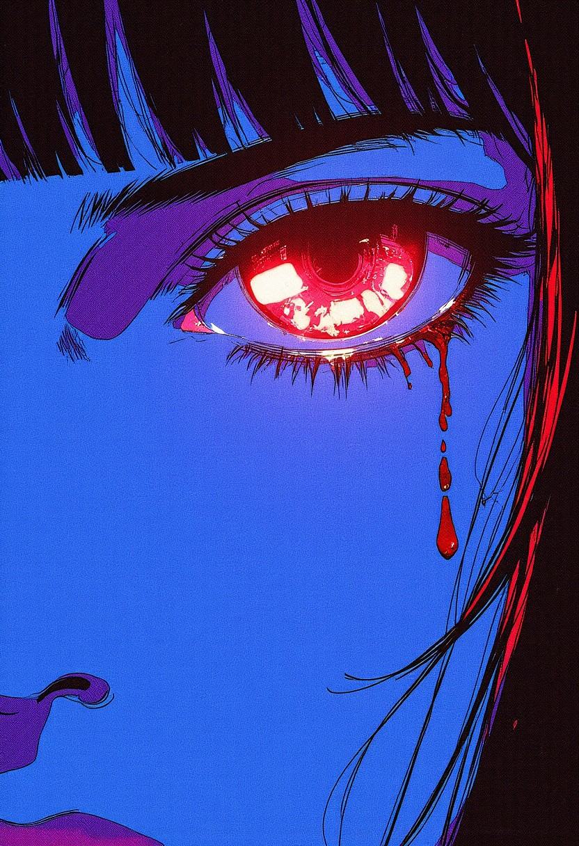Kenva,  Synthwave Cyberpunk Anime — Halftone Neo-Noir Illustration,  kenva style on Tensor.Art