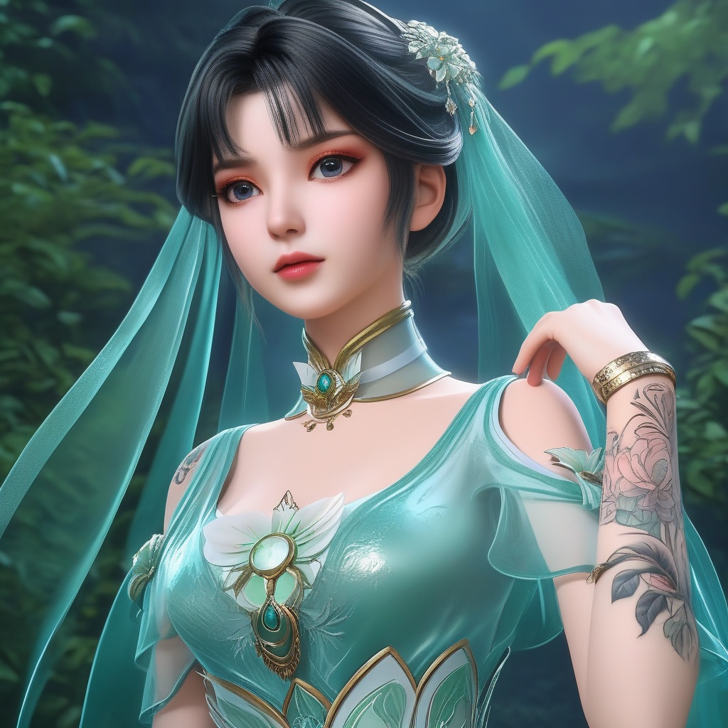 <lora:834-DA-XL-诛仙-碧瑶:0.8>, (,1girl, ,best quality, ),,  ,ultra realistic 8k cg,(masterpiece:1.2),(best quality:1.2),(ultra detailed:1.2),(official art:1.3),(beauty and aesthetics:0.8),detailed,(intricate:0.8),(highly detailed),(solo),delicate countenance,1girl,fancy,(glassy texture:1.2),(crush:1.2),8k,accessory,tattoo,(transparent:1.1),gown,energy encirclement,instant,in the twinkling of an eye,upper body,woman in a mythical forest, masterpiece, perfect face, intricate details, horror theme, raw photo, photo unp(cleavage),, ,