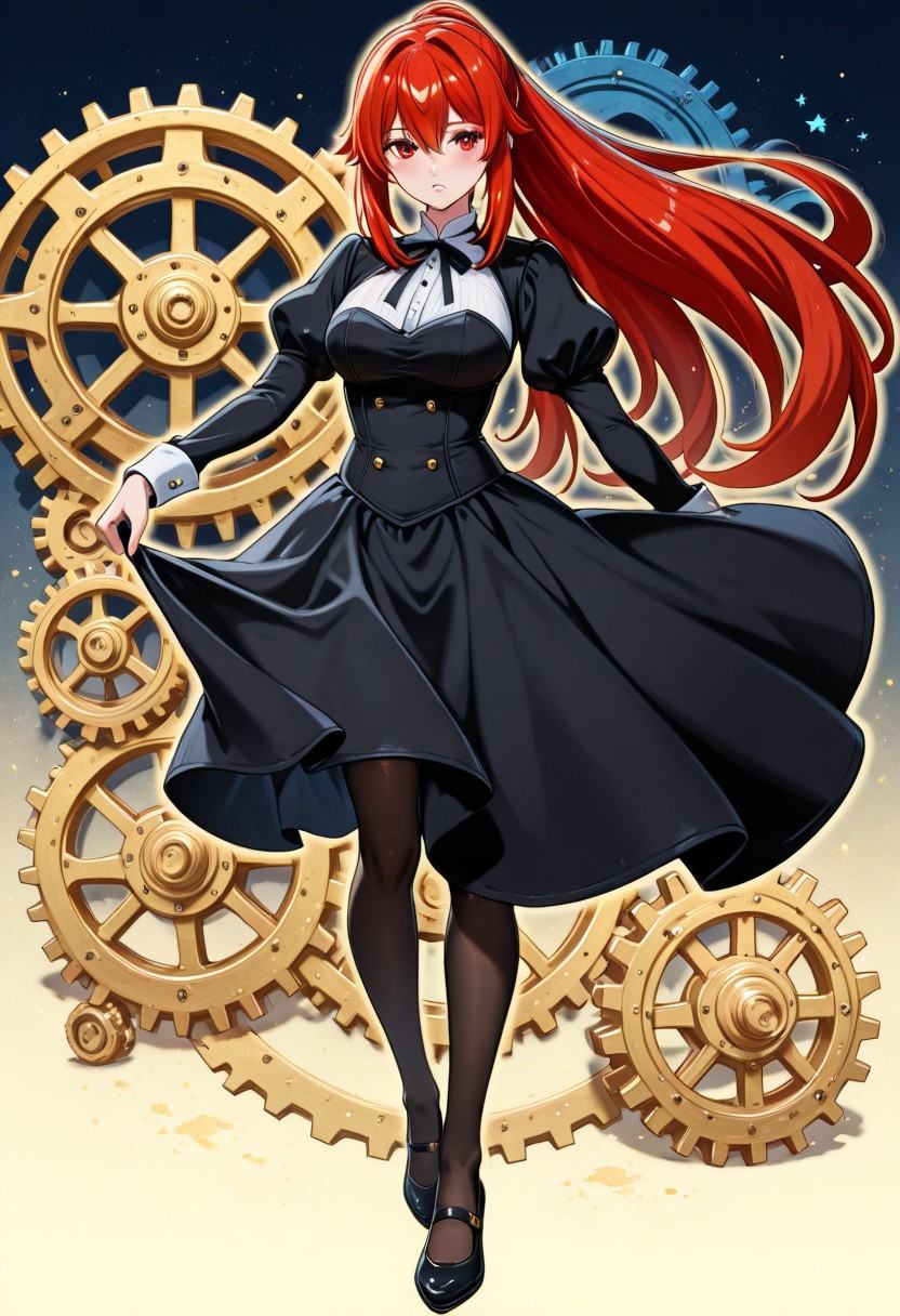 A red-haired woman with a body of gears on Tensor.Art