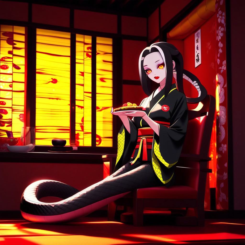 snake,  eyepatch,  chair on Tensor.Art