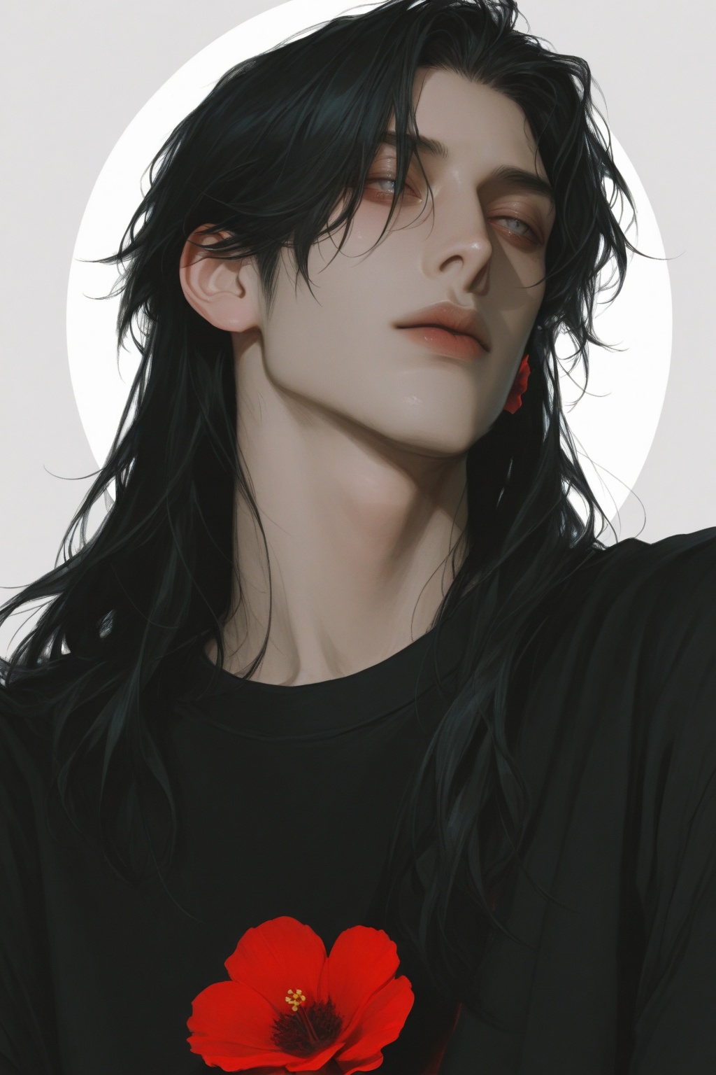 solo,  long_hair,  flower on Tensor.Art