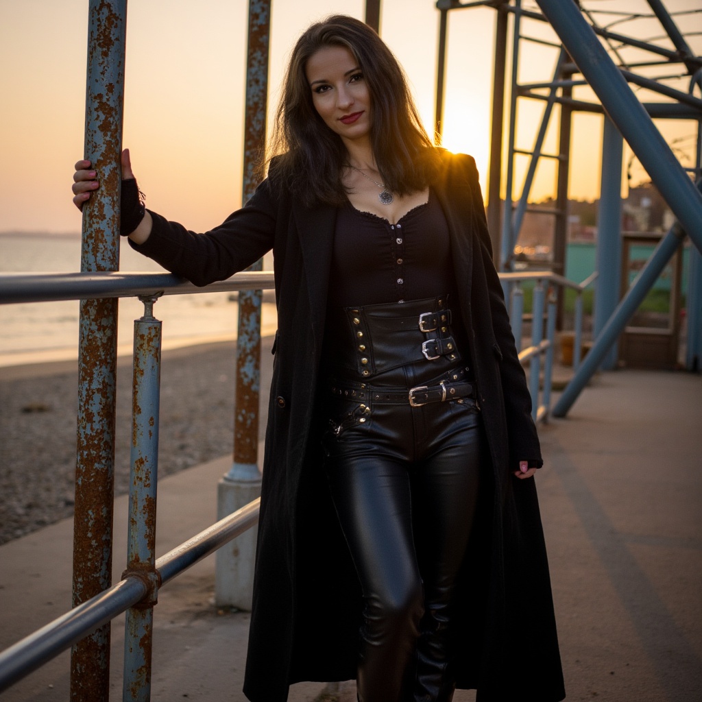 ladya cinematic,  golden hour lighting ,  dark gothic young woman on Tensor.Art