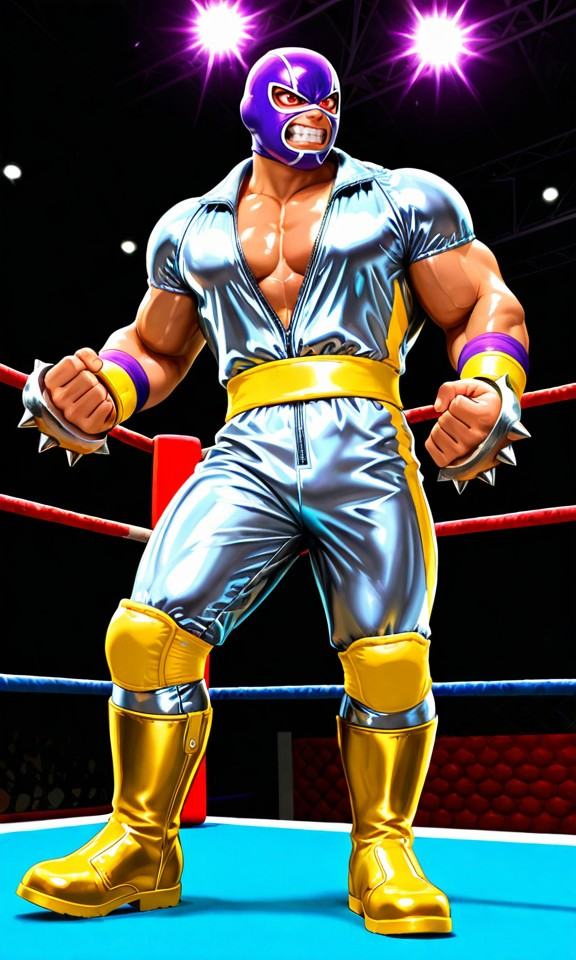 muscular man,  Wrestler,  purple mask on Tensor.Art
