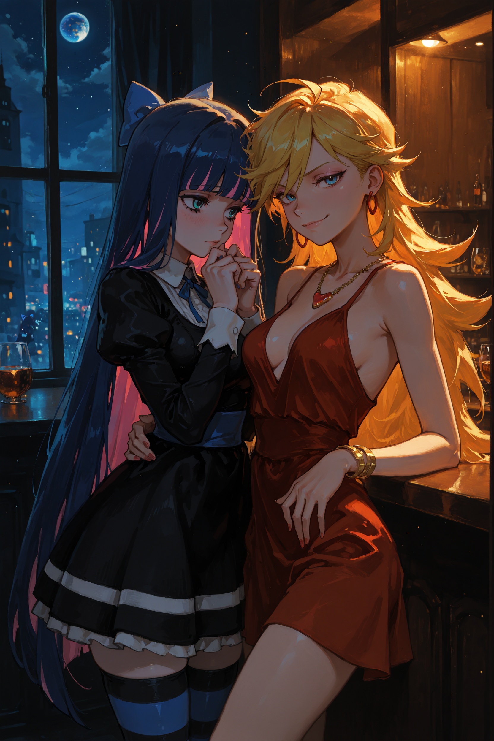 2girls,  stocking \(psg\),  colored inner hair on Tensor.Art