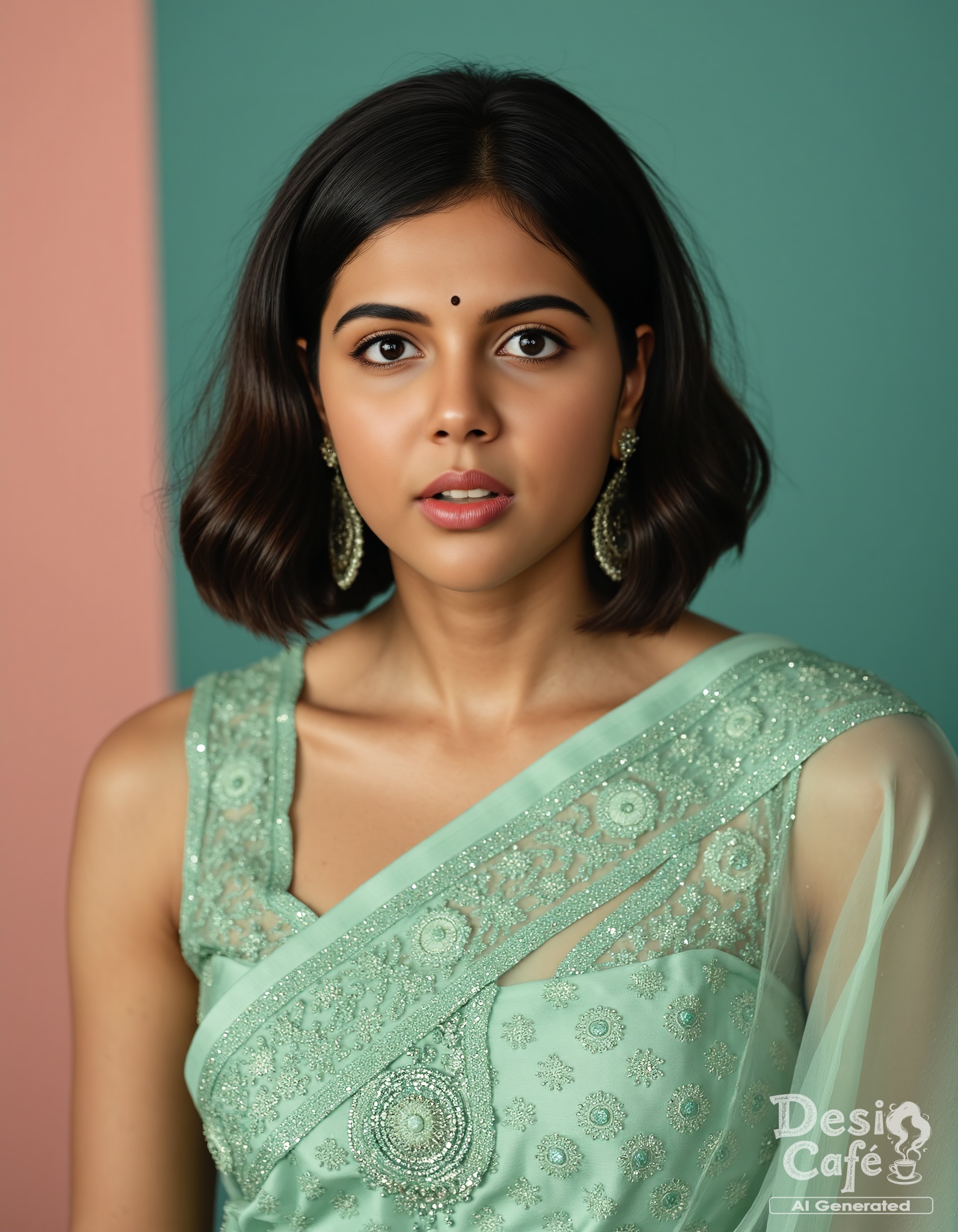 from front photo of K4ly4n1 woman,  hyper realistic photo that is safe for work,  expression of wonderment with wide eyes...