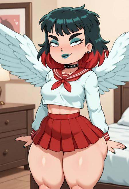 BirdDaught3r,  Black hair,  Red Hair on Tensor.Art