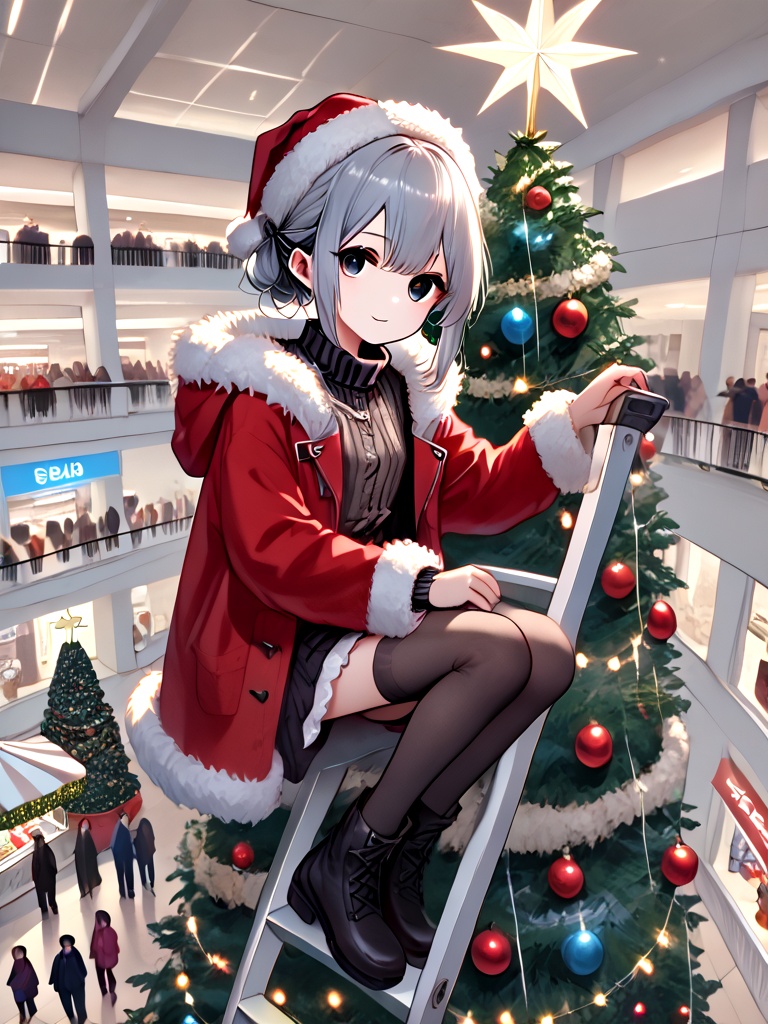 score_9,  source_anime,  christmas tree with festive lights on Tensor.Art