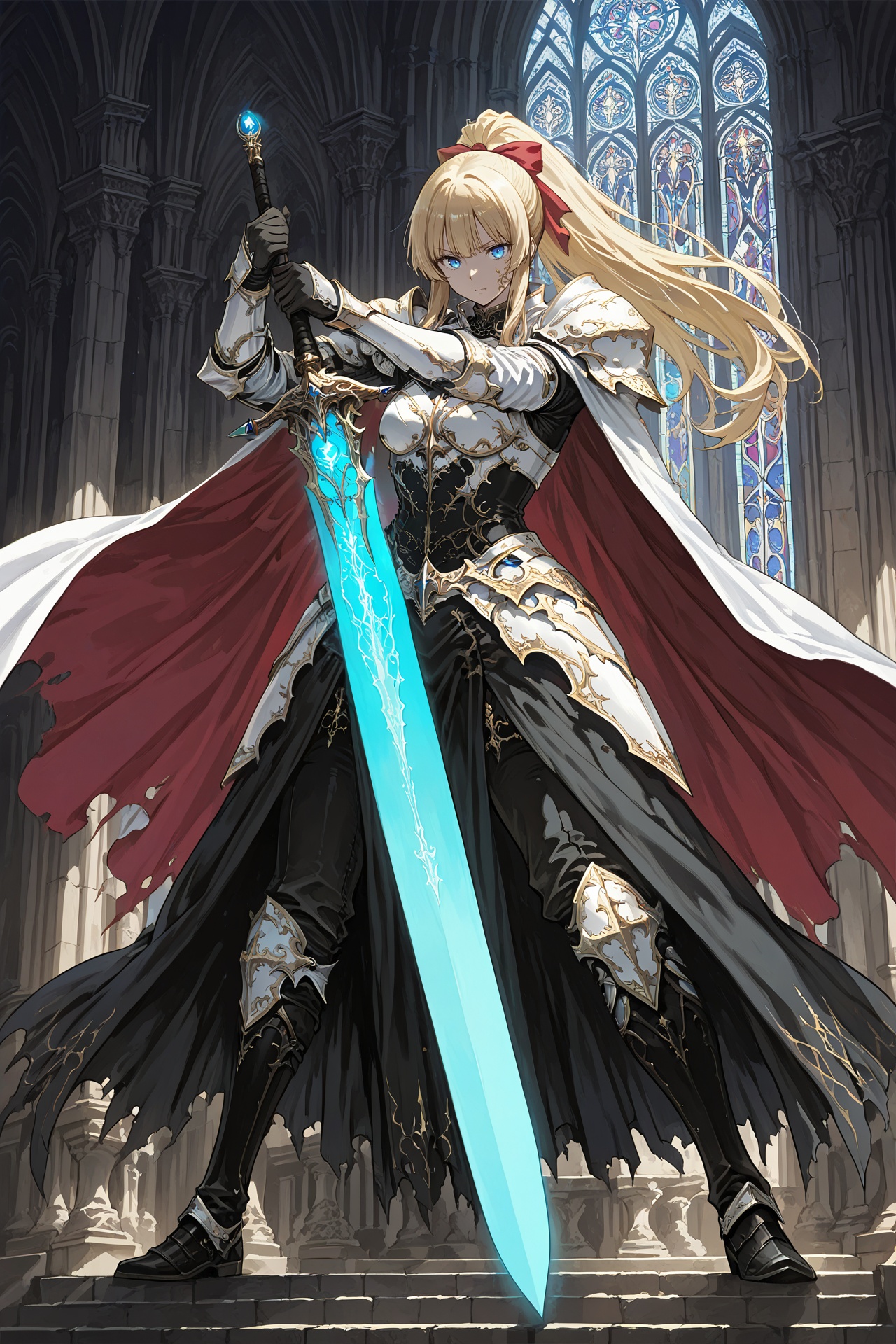 1girl,  white armor,  blonde hair on Tensor.Art