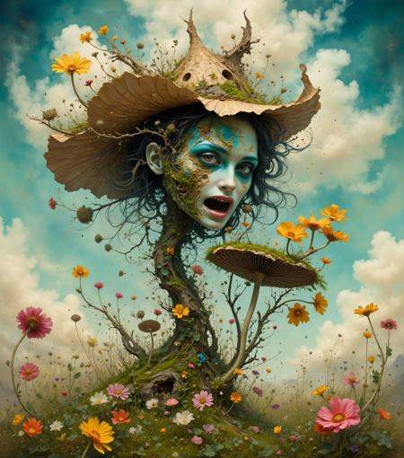 adorable zombie girl playing on a meadow on Tensor.Art