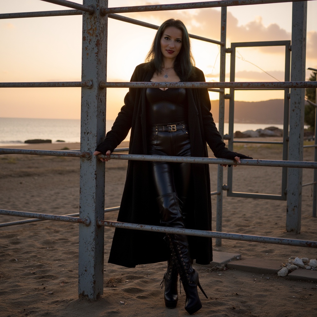 ladya cinematic,  golden hour lighting ,  dark gothic young woman on Tensor.Art
