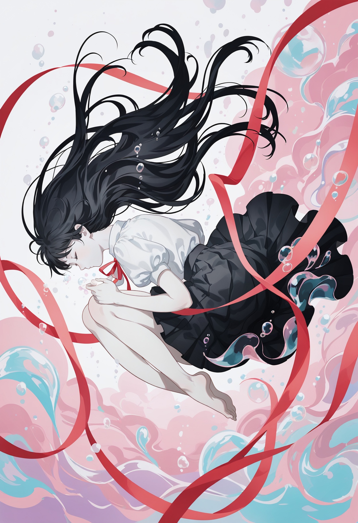 1girl,  watercolor style,  fluid colors on Tensor.Art