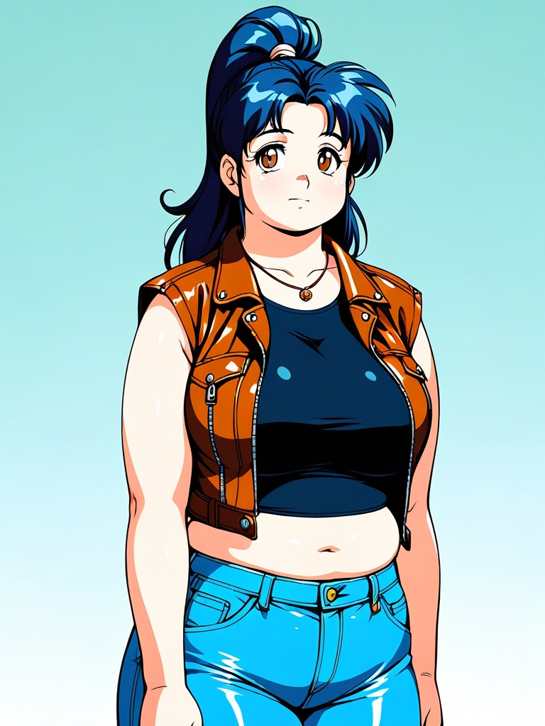 1990s (style),  1girl,  black blue hair on Tensor.Art