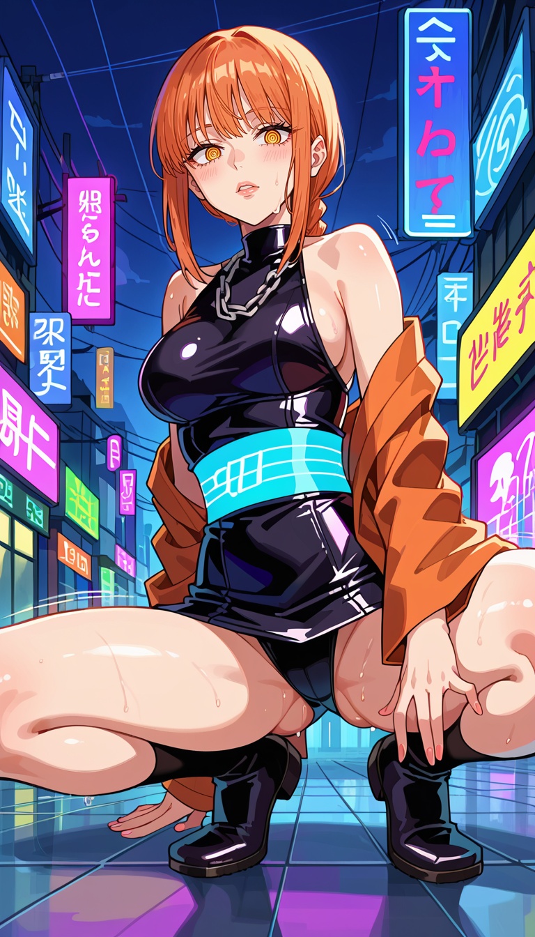 1girl,  makima (chainsaw man),  long orange hair on Tensor.Art