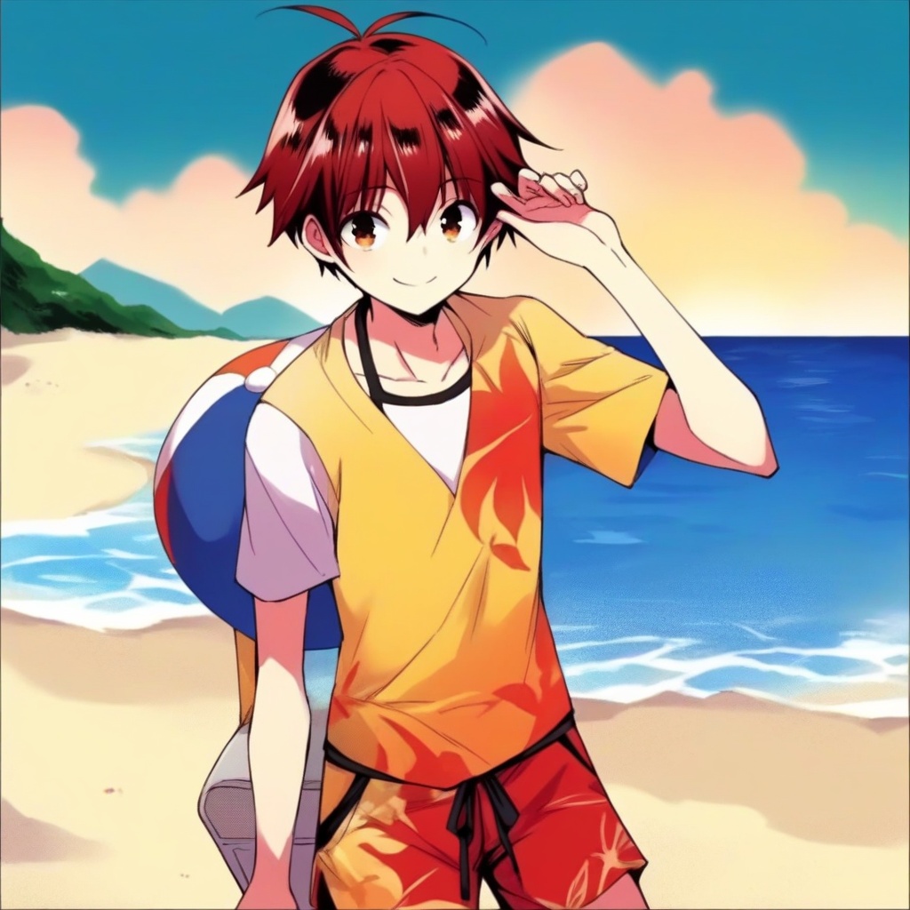 1boy,  solo,  beach on Tensor.Art