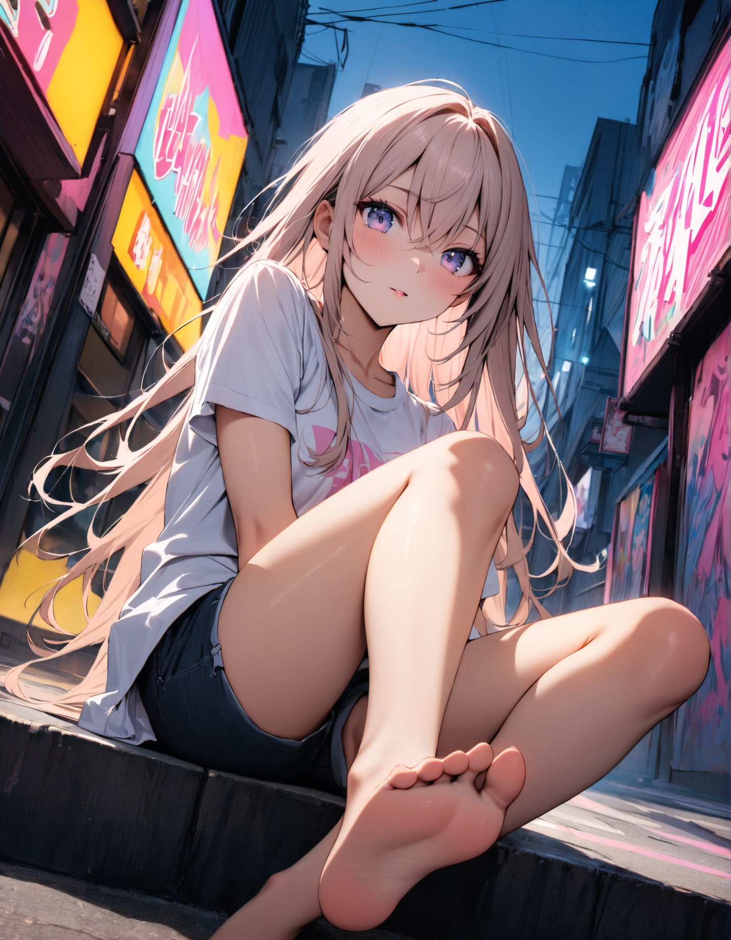 masterpiece,  best quality,  set against a vibrant Tokyo street art backdrop on Tensor.Art