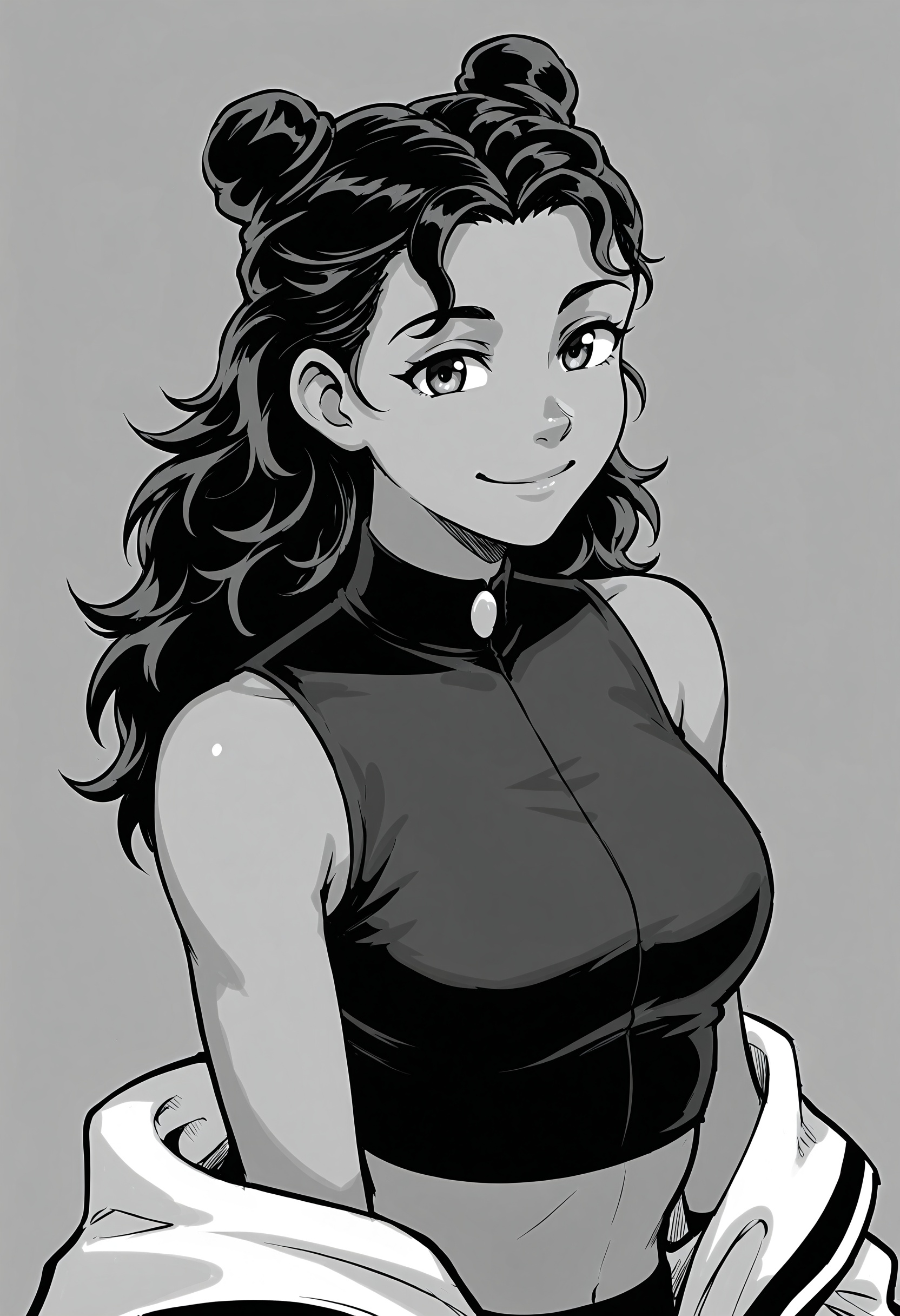 sptilf,  long hair,  monochrome on Tensor.Art