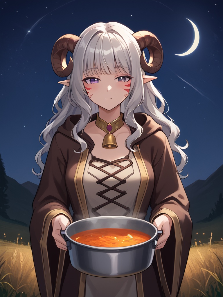 red whisker_markings ,  cooking pot,  night sky on Tensor.Art