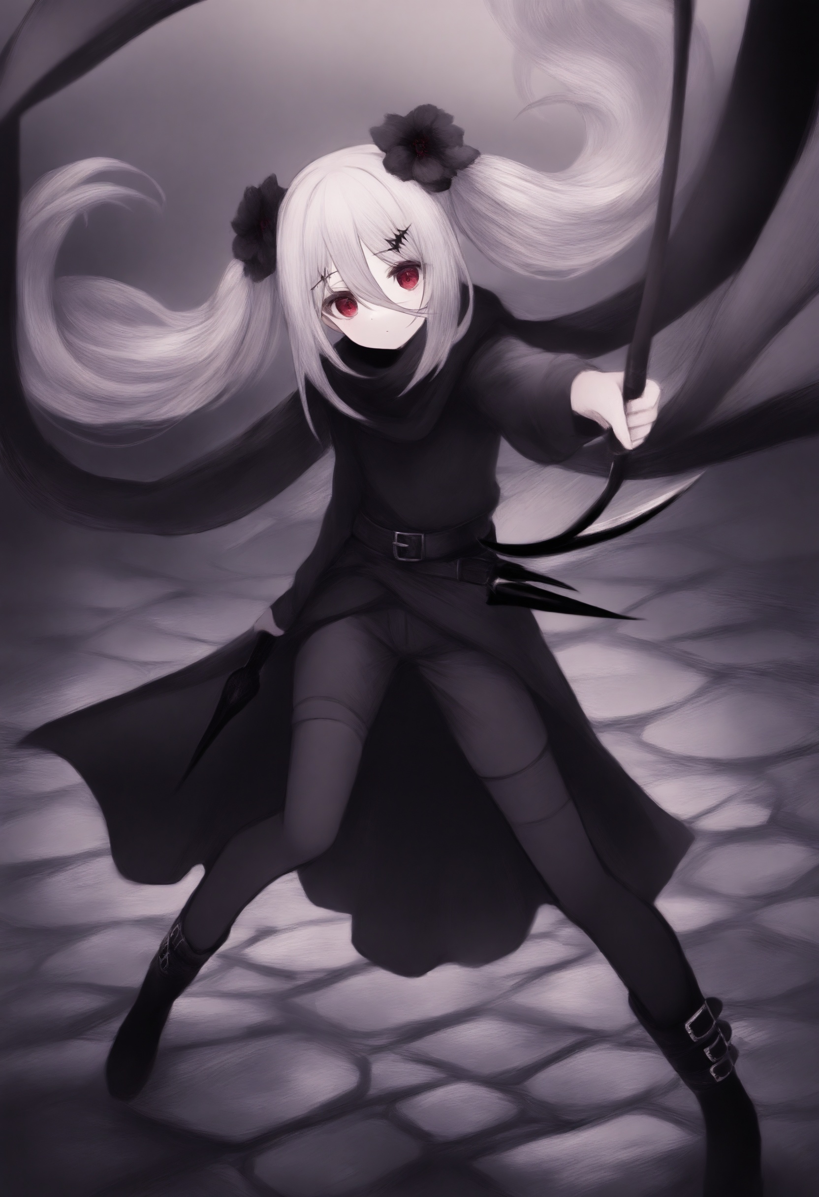1girl,  black theme, on Tensor.Art