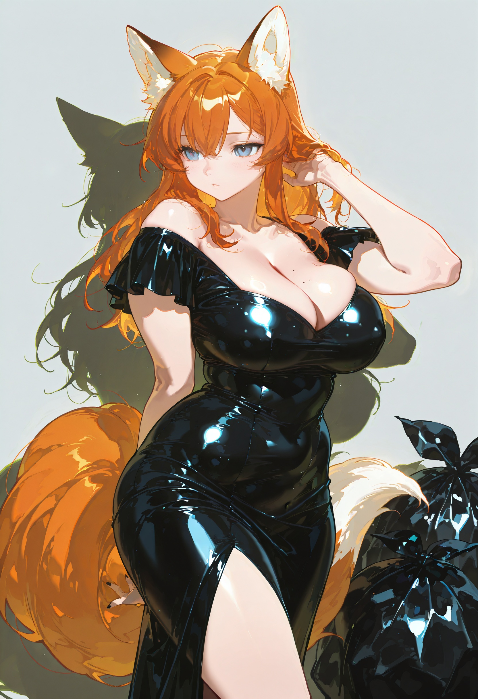 1girl,  solo,  black latex dress on Tensor.Art