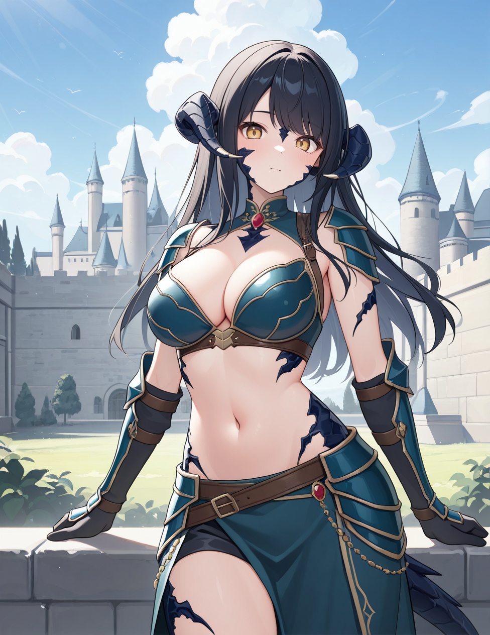 (detailed texture lighting,  detailed surface lighting) BREAK outdoors,  castle on Tensor.Art