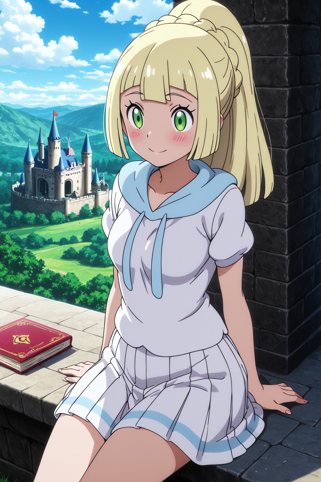 lillie_(pokemon),  blonde_hair,  skirt on Tensor.Art