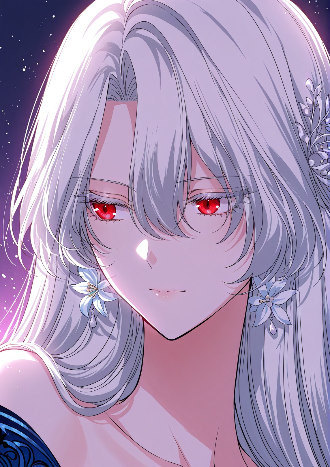 1 girl,  solo,  long white hair on Tensor.Art