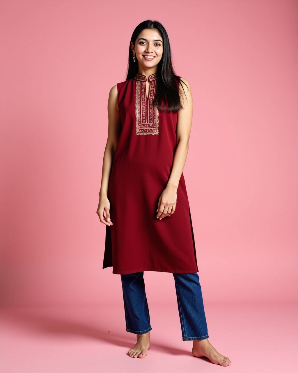 full body photo of Asin woman,  candid photo with natural colors,  smiling expression on face on Tensor.Art