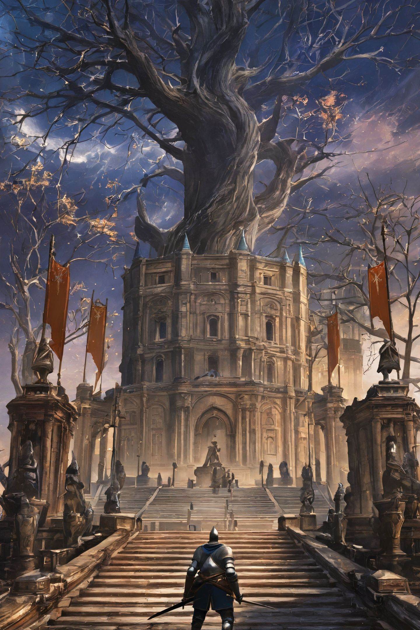 tree,  scenery,  statue on Tensor.Art