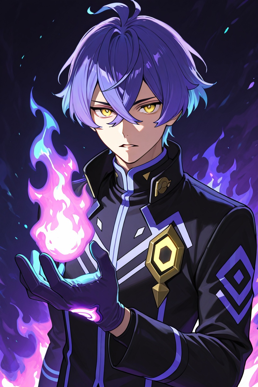 1boy,  upper body,  blue long purple hair on Tensor.Art