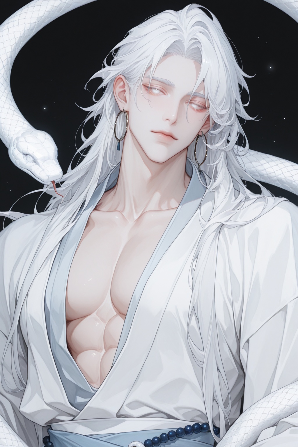 1boy,  snake,  male focus on Tensor.Art