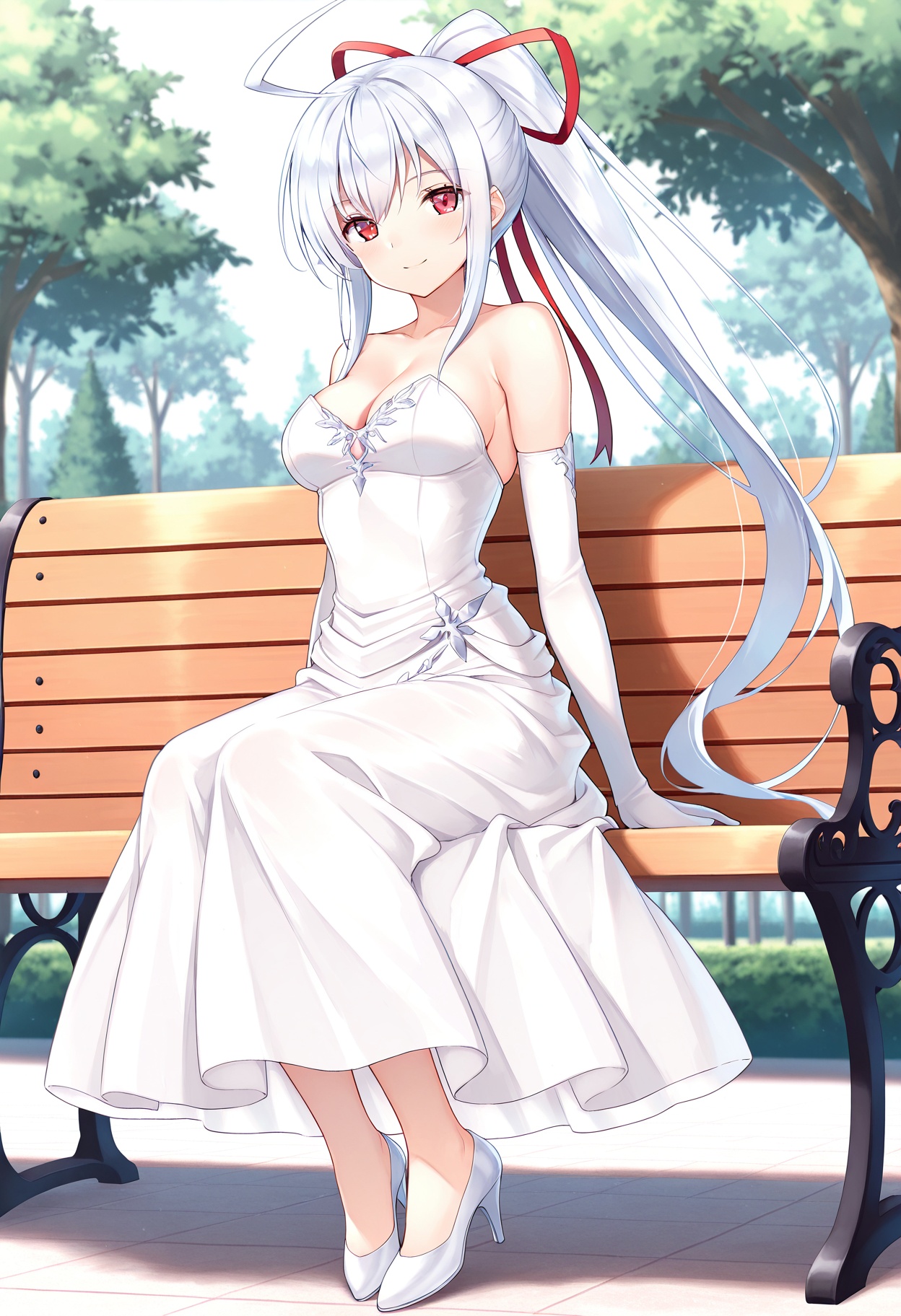 1girl,  red eyes,  white hair on Tensor.Art