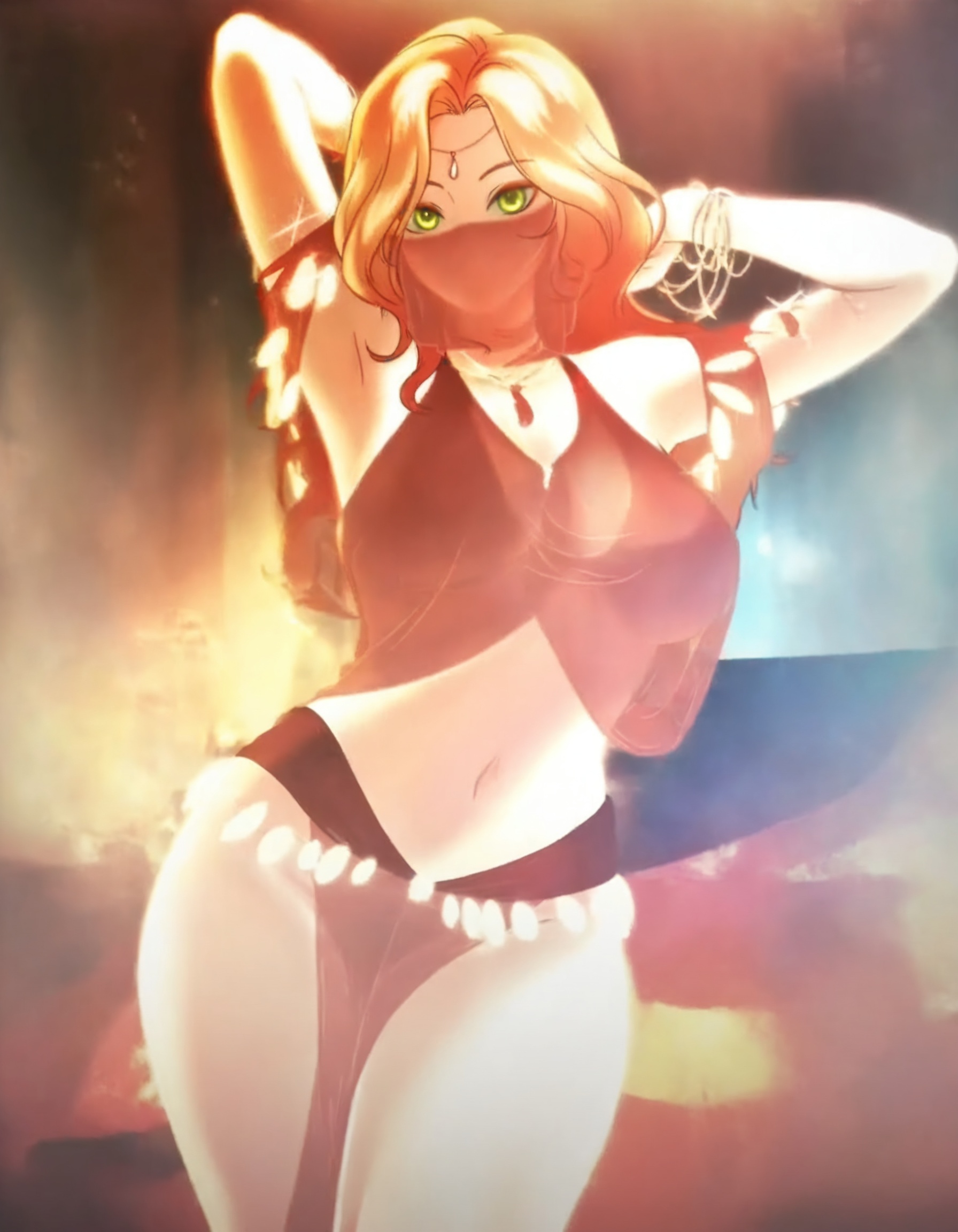 redveil,  a woman with green eyes,  reddish blonde hair on Tensor.Art