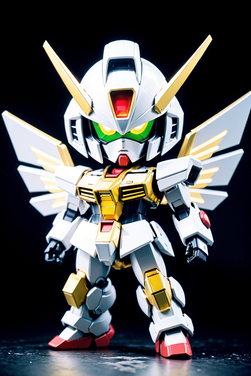 gundam, glowing wings, chibi