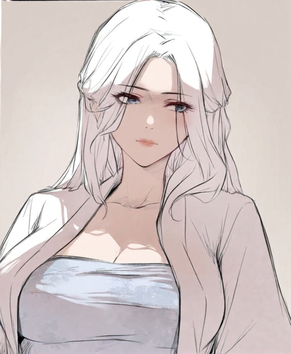 solo,highly detailed,(best quality),((masterpiece)),1girl,simple background,<lora:宁114XL:1>,ning,long hair,blue eyes,white clothes,mature_female,