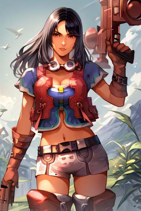 Sharla_Xenoblade,  black hair,  red eyes on Tensor.Art